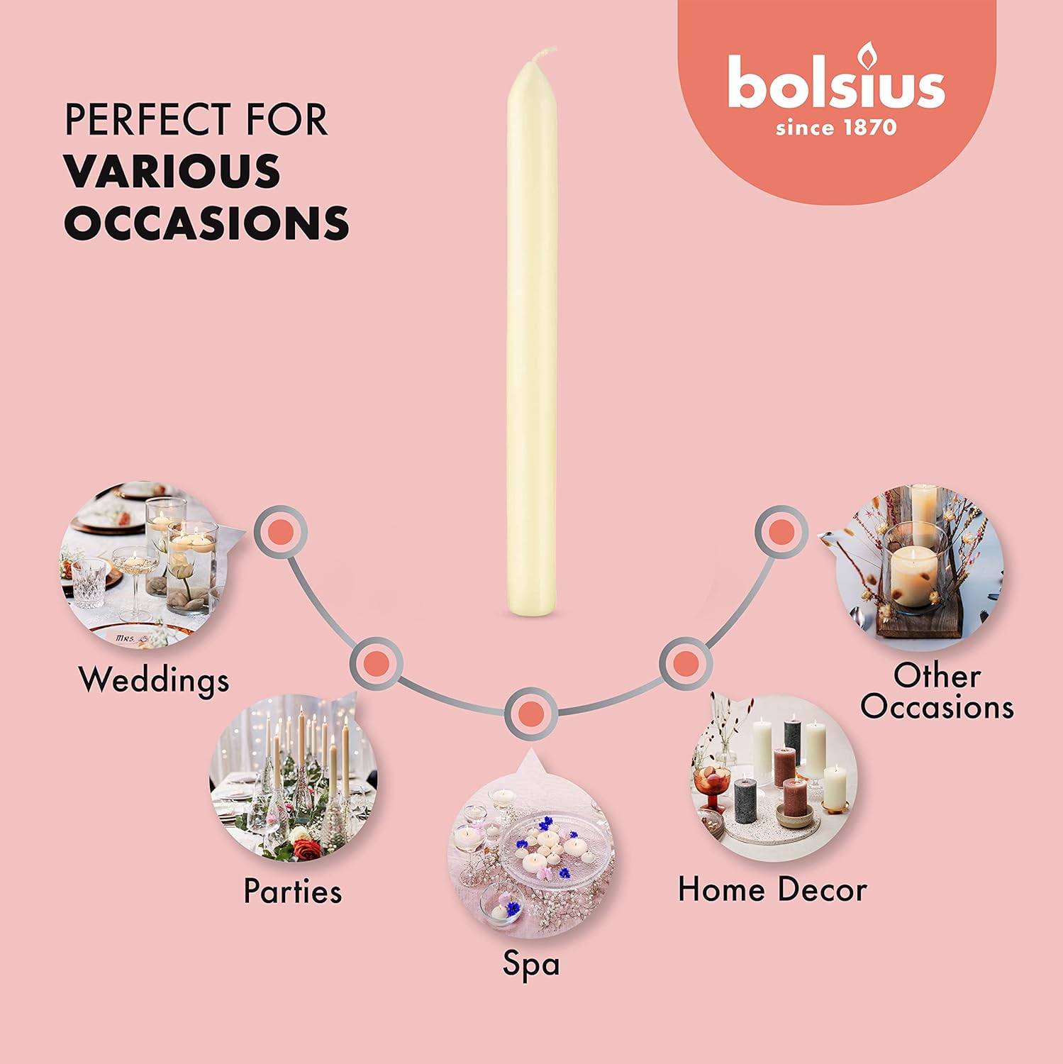 BOLSIUS Ivory Dinner Candles - 10-Pack