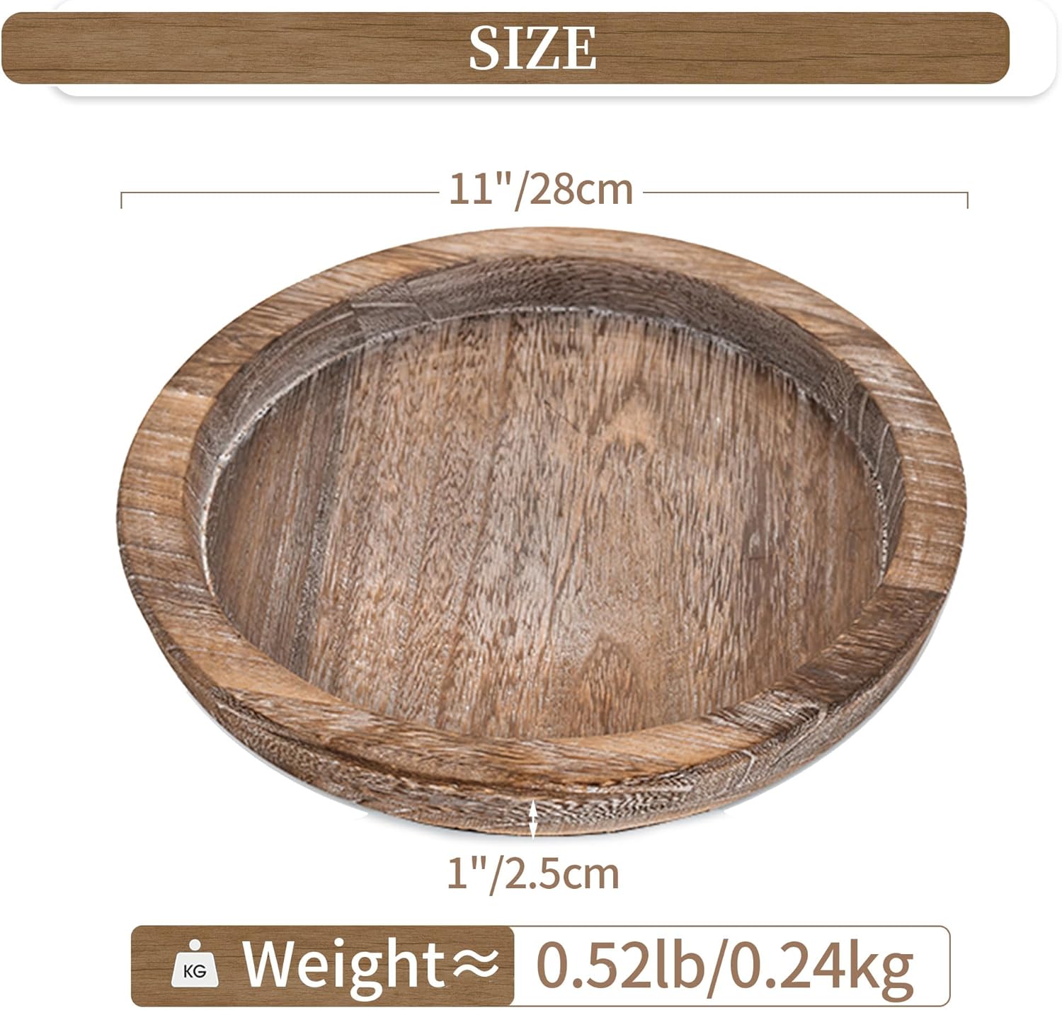 Hanobe Small Candle Plate Holder Rustic Wooden Table Centerpiece