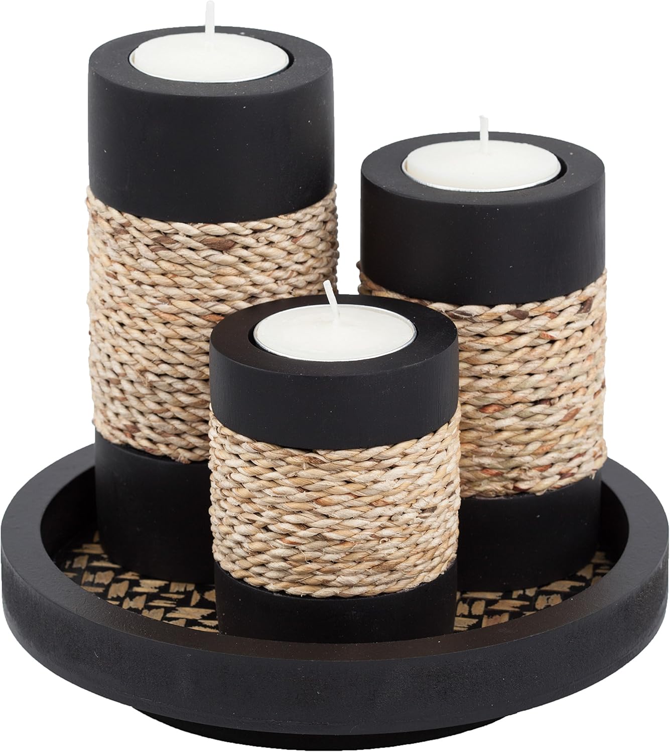 Iyara Craft Tealight Candle Holders Set of 3 with Tray 1