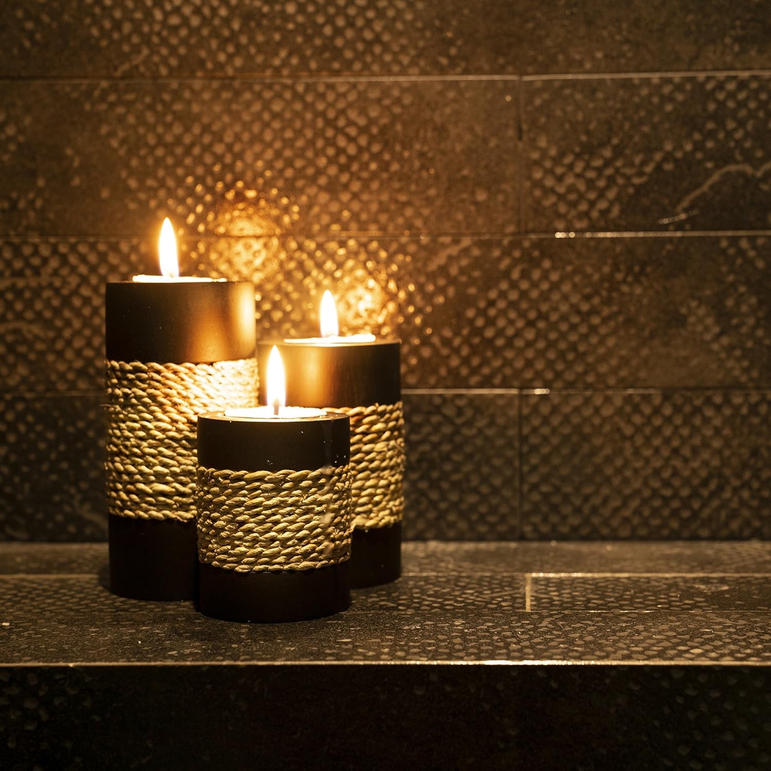 Iyara Craft Tealight Candle Holders Set of 3 with Tray 1