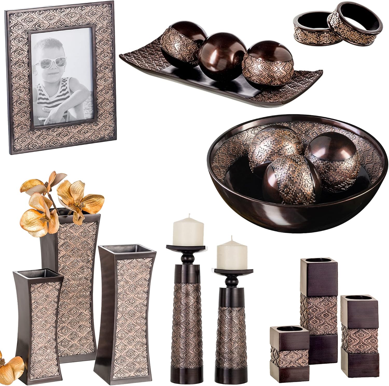 Creative Scents Dublin Brown Pillar Candle Holder Set of 2
