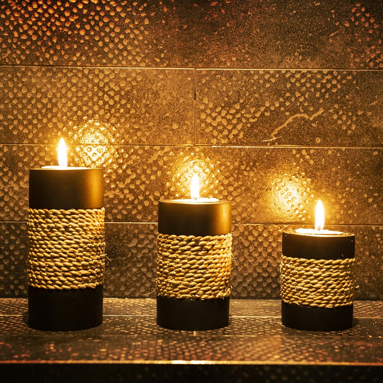 Iyara Craft Tealight Candle Holders Set of 3 with Tray 1